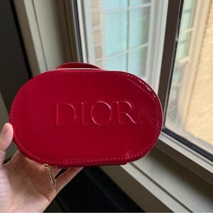 Dior Beauty Glossy Red Patent Leather Oval Makeup Bag
